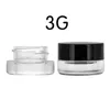 Food Grade Non-Stick 3ml 5ml Glass Jar Tempered Glass Container Wax Dab Jar Dry Herb Container with Black Lid