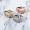 TOPGRILLZ 2020 Anello regalo per gioielli con zirconi cubici in cristallo ghiacciato a cinque stelle 2020 a cinque stelle con micro pavimenta intarsiato in oro