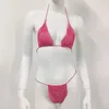 2021 Seksowne stroje kąpielowe Plaża Rhinestone Mesh Mesh Bikini Ustaw najnowszy kostium kąpielowy pasek Swimwear gotowy do wysyłki w magazynie