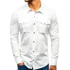 Chemises décontractées pour hommes Style japonais Hommes Chemise à coupe régulière Hommes Couleur unie Collier à manches longues Bouton Up Male270V