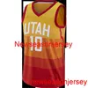 100% zszyty Mike Conley #10 Orange Basketball Jersey