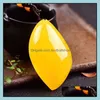 Collares Colgantes Joyería Ámbar Pollo Mantequilla Amarillo Túnel Tipo Cera de abejas Collar colgante Hombres y mujeres Suéter Cadena Encantos Gota Delive