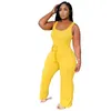 Rompers Summer Women Plus Size Jumpsuits 3xl 4xl SleelEvess Solid Rompers Casual Jump Duits Black Wide Leg Pants Sexy Tank Bodysuits Overa