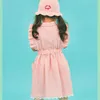 SS Arrivée Coréenne Enfants Fille Casual Rose Robes À Manches Courtes Belle Robe Élégante Mignon Kawaii Enfant 210619