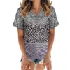 Women's Blouses & Shirts Summer Casual Short Sleeved Top V Neck T Shirt Female Leopard Printed Fashion Sexy Clothing Graphic 2021