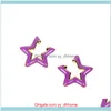 Pendientes Jewelryfashion Arco Iris Multicolor Esmalte Estrella Clip Pendiente Con Incrustaciones Circón Semicírculo Cuff Oro Sier Color Mujeres Joyería Aro Hie D