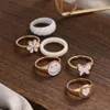 Punk Borboleta Do Vintage Coração Sorriso Anéis Set Mulheres Ins Estilo Colorido Amo Anéis Dedo Bonito Anéis Para Meninas Jóias Presentes