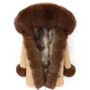 Kvinnors Fur Faux 2021 Maomaokong Kvinnor Vinter Real Collar Wild Park Raccoon Lining Jacket Long Coat Kläder