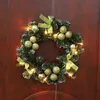 Christmas LED Wreath Front Door Hanging Garland Holiday Home Decorations Xmas Tree Ornaments with LED Light String 211104