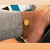 Hele 26 stks A-Z Initiële enkelstenen Dames Boho Sieraden Rvs Hexagon Alfabet Been Ketting Letter Anklet Armband Femme
