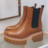 2021 Stivaletti piatti autunno inverno da donna in vera pelle con fondo spesso Scarpe basse a tubo alla moda Stivaletti corti stile britannico