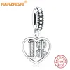 Fit Original Pandora Charm Bractelet 18 номеров кулон 100% 925 стерлингового серебра болтается бусин 18-го годовщины сердца DIY ювелирные изделия Q0225