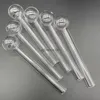 Qbsomk 12cm Clear Glass SteamRoller Pyrex Oil Burner Hookah Pipes Mini Glas Pijp voor Roken Gratis verzending