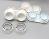 quality 4 pairs set Contacts Lens Box with Mirror Round Frame Companion Lenses Case Container Cute Lovely Travel Kit clip Leakproof ring