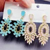 Heavy Industry Zircon Dangle Earrings For Women Fashion Exaggerated Color Rhinestone Bohemia Eardrop Gemstone Flash Drilling Jewelry