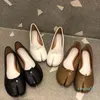 Schuhe für Damen, Kleid, geteilte Zehenpartie, Mokassins, Größe 35–40, Tabi-Schuhe für Damen, Espadrilles, kuschelige Ballerinas mit Riband und weicher Sohle