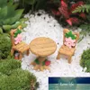 1sets tabela cadeira miniaturas resina artesanato diy fadas jardim micro paisagem bonsai figuras ornamentos de casa decoração acessórios