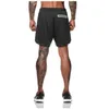 Doppelschichtige Jogger-Shorts für Männer, 2 in 1 kurze Hosen, Fitnessstudios, Fitness, integrierte Tasche, schnell trocknende Strandshorts, männliche Jogginghose 210316
