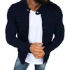 Sports Casual Mężczyźni Kurtka męska Jesienne plisy Slim Stripe Fit Zipper Długi Rękaw Płaszcz Cardigan 211008