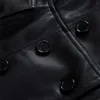 Skórzany płaszcz z Nerazzurri w stylu brytyjskim dla kobiet z długim rękawem lapowe moda moda miękka miękka sztuczna skórzana blezer 210916