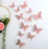 Adesivos de Parede Decalque 3D Hollow-Out Butterfly 12 pcs / PCS adesivo para escritório casa menino menino sala de aniversário decoração festa de casamento
