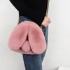 HBP-offre chaude 2021 nouveau sac à bandoulière en fausse fourrure d'hiver pour femmes sacs à main en peluche dame sac à bandoulière à longues oreilles lapin messager Bolso