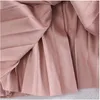 Woman Skirts Solid Color Faux Suede Leather Pleated Skirt Elastic Waist Winter Elegant Ladies Skirts 210311