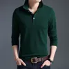 Toppklass Fashion Men Polo Shirt Solid Color Slim Fit Polo Men Long Sleeve Mercerized Cotton Casual Polos Shirt Mens M-4XL 210308