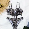 Vintage Leopard Kobiet Bikini Zestawy Kobiety Wzburzyć Sexy Stringi Dwa Kawałki Stroje kąpielowe Plus Size Swimwear Summer Beach Garnitury kąpielowe