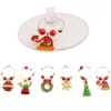 Christmas Decorations 6Pcs Wine Cup Decoration Rings Bottle Glass Pendants For Home Table Party Year Product Navidad 2021