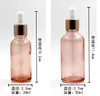 Lege Clear Pink Glasfles Wit Rubber Top Traver Draagbare Cosmetische Essentie Essentiële Olie DROPPER VIALS 5ML 10ML 15ML 20ML 30ML 50ML 100ML