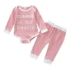 Vêtements de vêtements pour bébé ensemble de vêtements multiples épisser les lettres de fosse de couleur imprimées pantalons à manches longues Suit printemps et tenue d'automne 2pcs / set zyy7