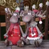 Christmas Party Decoratie intrekbare poppen voor boom Santa Claus Snowman Toys Figurines Decorazioni 211018