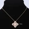 New Women Clover Necklaces Iced Out Pendants Link Chain Jewelry Silver Fashion Cubic Zirconia Rhinestone Four Leaf Flower Pendant Necklace Gifts for Girls