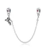 2019 authentische 925 Sterling Silber Gänseblümchen Schleife klare CZ Sicherheitskette Charm Perlen passen Original Armband Armreif Schmuck Q0531