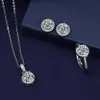 Solitaire laboratório conjunto de jóias com diamante 925 prata esterlina festa anéis de casamento brincos colar para mulheres nupcial moissanite jóias2611