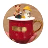 Lovely Christmas Mug Ceramic Silicone Cup Cover Xmas Gift For Valentine's Day Tea Coffee Cups Snowman Deer Designer Mugs