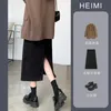 Skirts Black Skirt Mid Autumn And Winter Long High Waist Thin A-shaped Hip Wrap With Sweater In Rac