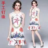 Summer Fashion piste élégante robe courte femme perle des volants imprimés sirène vestidos 210529