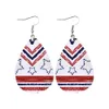 1 paire / 10 paires de boucles d'oreilles pendantes All-match drapeau américain faux cuir étoiles rayures patriotiques boucles d'oreilles pendantes bijoux de mode Q0709