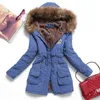 フィッタイラー冬の女性のジャケットミディアムロング厚い厚みのフード付きウッドコートスリムパーカー綿パッド入りジャケットオーバーコート211102