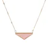 Luxury Design Triangle Pink Crystal White Turquoise Lapis Lazuli Pendant Necklace for Gift