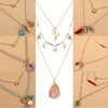 Pendant Necklaces Vintage Fashion Multi-layered Chain Natural Stone Necklace For Women Gold Metal Pearl Choker Sweater Jewelry2809