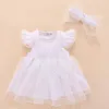 Noworodek Baby Girl Closeress Cotton Princess Baby Chrzci Dress White Baby Dress 1 Year Old Birthday Girl Dress 0 3 6 miesięcy 210315