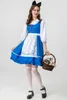 Donsignet Abito da donna Blu Alice Costume da cameriera Fattoria britannica Birra tradizionale Halloween Cosplay Y0913