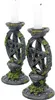 Nemesis agora wiccan pentagram candlesticks conjunto de dois titular de vela 15cm preto, resina