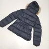 Women Nylon Short Down Jacket Zipper Closure Belt Pockets Thick Warm Coat Italy Designer Woman Fur Hood Winter Outwear