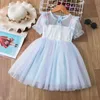 Summer Girls Rainbow Tulle Dress for Kids Princess Sequins Clothing Boutique Flower Girl Dresses Weddings 210529