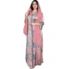 Ethnic Clothing Muslim Fashion Pink Rhinestone Middle East Printed Dress Abayas For Women Abaya Dubai Turkey Islamic Kuftan