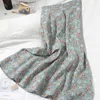 Fashion Summer chiffon beach Print skirt all-match high waist sweet floral for womens Korean midi long vintage 210629